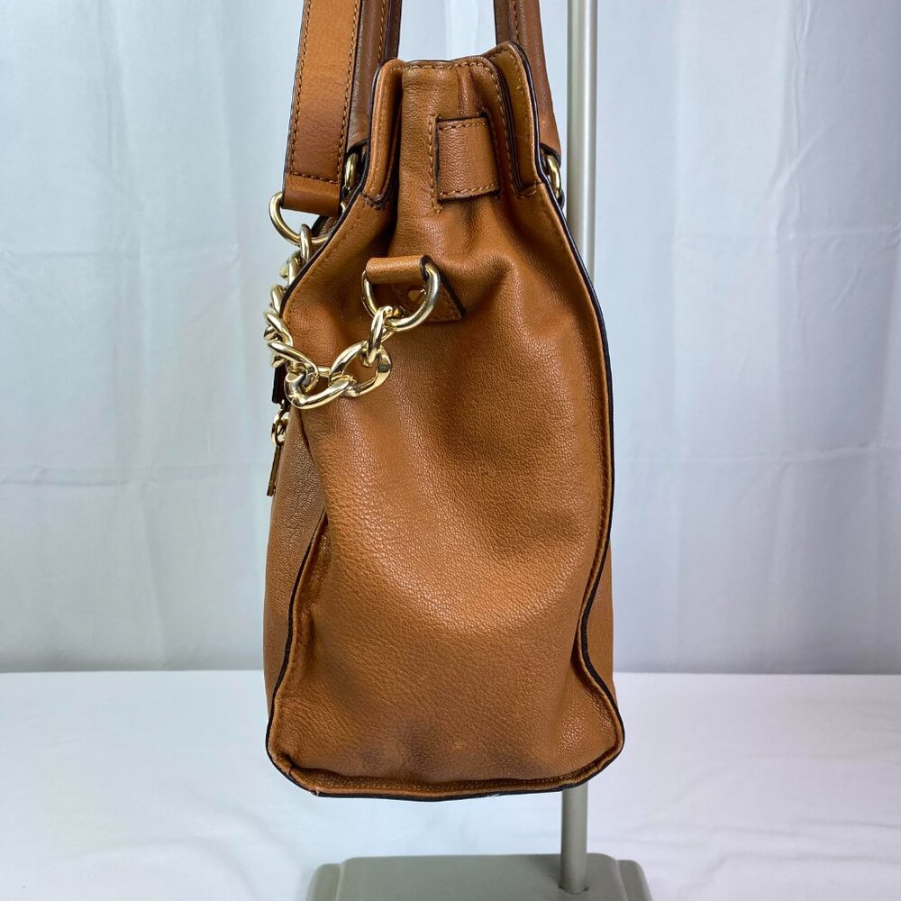 Michael Kors Hamilton Brown Pebbled Leather Satchel | Gold Hardware ✨ Maeve - Picture 12 of 12